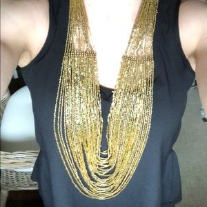 Nordstrom beaded gold statement necklace
